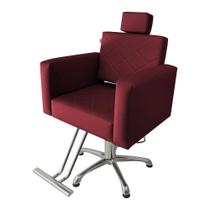 Cadeira Evidence Hidráulica Fixa Para Salão Beleza Estofado Bordo
