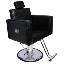 Cadeira Evidence Reclinavel Base Redonda para Salão Estofado Preto Croco Cadeira Evidence Reclinavel Base Redonda para Salão Estofado Preto Croco