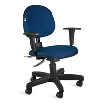 Cadeira Executiva Back Sistem Braços Tecido Azul Com Preto
