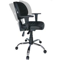 Cadeira Executiva Back System COSTURADA ARANHA CROMADA Braços Reguláveis Cor Preta MARTIFLEX 31011