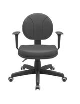 Cadeira Executiva Back System Operativa c/ Braços Reguláveis Revestimento Vinil Preto T19 com Costura Plaxmetal Preta