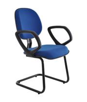 Cadeira Executiva Base Fixa em S com Braços Linha Robust Azul - Design Office
