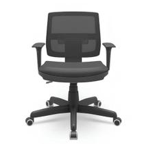 Cadeira Executiva Brizza Preto Backplax Couro Plaxmetal