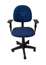 Cadeira executiva giratoria com braço de regulagem de altura e pistão a gás com base de ferro tecido azul Cadeira executiva giratoria com braço de regulagem de altura e pistão a gás com base de ferro tecido azul