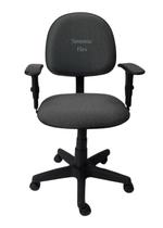 Cadeira executiva giratoria com braço de regulagem de altura e pistão a gás com base de ferro tecido cinza/preto Cadeira executiva giratoria com braço de regulagem de altura e pistão a gás com base de ferro tecido cinza/preto