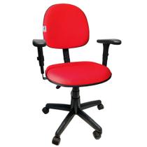 Cadeira Executiva Giratória Para Escritório Braço Digitador Com Regulagem de Altura Tecido Vermelha