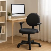 Cadeira Executiva Giratória Preta - Com Lâmina, Braços Reguláveis e Base Secretária