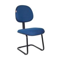 Cadeira Executiva Pé Contínuo Tecido Azul com Preto