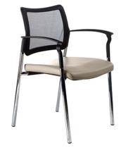 Cadeira fixa base cromada e tela mesh Linha Prisma