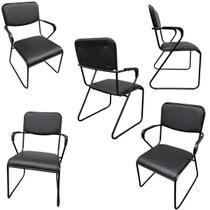 Cadeira Fixa Base Preta com Braço W-221 B.Hoff - Kit 05 Cadeira Fixa Base Preta com Braço W-221 B.Hoff - Kit 05