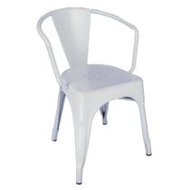 Cadeira Fixa Design Tolix com Braços Metal Pelegrin PEL-1708 Branca