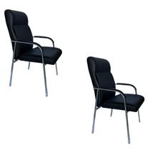 Cadeira Fixa Estofada W-80A Preta KIT 2 UN Cadeira Fixa Estofada W-80A Preta KIT 2 UN