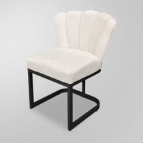 Cadeira Flor Mesa De Jantar Linho 3 Cores- Base Ferro Preto