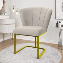Cadeira Flor Pés Metal Reforçado Dourado Mesa Estudos Quarto