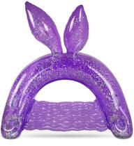 Cadeira flutuante de piscina inflável POZA Purple Bunny com porta-copos