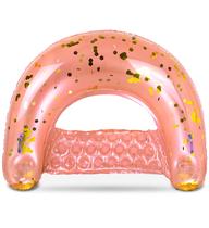 Cadeira flutuante de piscina inflável POZA Sparkle Confetti Rose Gold