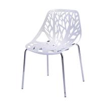 Cadeira Folha Abs Branca Base Metal Cromado