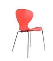 Cadeira Formiga Com Assento Em Polipropileno Na Cor Vermelha e Base em aço Cromado - shopshop