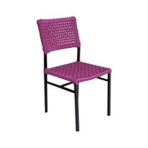 Cadeira França Corda Náutica Base em Alumínio Preto/rosa