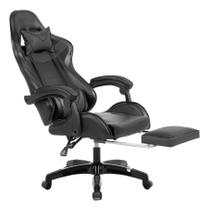 Cadeira Gamer 135 Reclinável Couro PU 120kg Apoio Pés Ergonômica Preta - BR Comércio