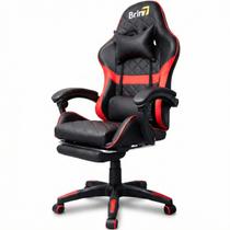 Cadeira Gamer Brin7 B7-013 Reclinável material sintético Conforto Ergonômico Preto Vermelho
