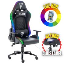 Cadeira Gamer CLCK047 King Preto / Black Com Luzes de LED RGB Com Base de Metal de Alta Resistência - Clanm