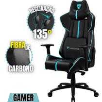 Cadeira Gamer Com Almofadas Ergonômicas para Lombar e Pescoço e Ajuste do Braço Bc7 de material sintético Boa Para Jogar por Horas Cor Ciano e Preto