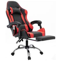 Cadeira Gamer Com Apoio de Pé Giratória Com Rodinhas CG2.06 Vermelho