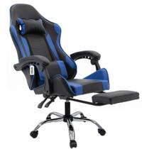 Cadeira Gamer Com Apoio de Pé Giratória Com Rodinhas CG2.08 Azul
