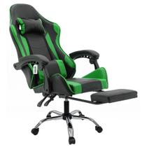 Cadeira Gamer Com Apoio de Pé Giratória Com Rodinhas CG2.09 Verde