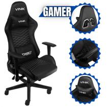 Cadeira Gamer COMET CGC10P Preta de Alta Resistência Giratória com Rodinhas, Ajuste Lateral Ombro e Encosto Para Jogos