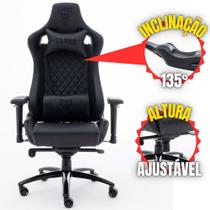 Cadeira Gamer de Alto Conforto INCLINAÇÃO DE 180 GRAUS Com RODAS DE PU em material sintético Preto