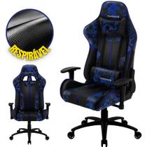 Cadeira Gamer de Jogos ThunderX3 BC3 Com Rodinhas, Inclinação Regulável e Altura Ajustável Suporta 120kg Azul Militar