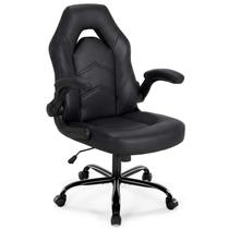 Cadeira Gamer DUMOS Ergonômica em Couro PU Preto com Apoio de Braço Rebatível