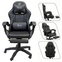 Cadeira Gamer Eagle Force Ergonômica Com Apoio Pés Conforto Profissional Cor Preta