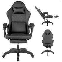 Cadeira Gamer Ergonômica Com Estofado Couro Para Escritório