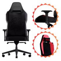 Cadeira Gamer Ergonômica Sentinel Red Magma Com Base de Metal Apoio de Braço 4D Almofada Magnética e Suporte de Lombar