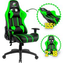 Cadeira Gamer Escritório Black Hawk Com Regulagem para Altura e Braço Alto Conforto com Almofadas Ergonômicas para Pescoço e Lombar Cor Verde e Preto Até 120Kg