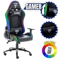 Cadeira Gamer Escritório Clanm com Luzes de Led Rgb de Alto Conforto em material sintético Suporta até 150kg