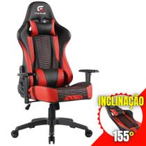 Cadeira Gamer Escritório Com Rodinhas Giratória Com Almofadas Ergonômicas Confortável Cor Preta e Vermelha Suporta Até 120Kg Com Ajuste de Altura Reclinável 155