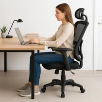 Cadeira Gamer Escritório Ergonômica Preta Reclinável Giratória Lombar Home Office Senta Trabalho Cadeira Gamer Escritório Ergonômica Preta Reclinável Giratória Lombar Home Office Senta Trabalho