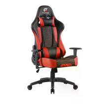 Cadeira Gamer Escritório Fortrek Cruise Alto Conforto com Almofadas Ergonômicas para Pescoço e Lombar Regulagem para Altura e Braço Cor Vermelho e Preto Suporta Até 120Kg