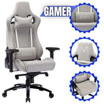 Cadeira Gamer Escritório Giratória em Tecido CLCK006 King Heavy Duty Silver com AJUSTE DE ALTURA e Rodinhas
