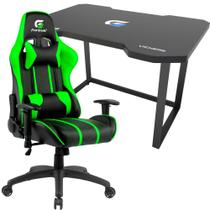 Cadeira Gamer Escritório Giratória Ergonômica Verde de Alta Qualidade Fortrek Hawk Para Jogos + Mesa Gamer Fortrek Vickers Preta