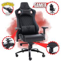 Cadeira Gamer Escritório Presidente premium Preta Suporta Até 180kg Com Base De Metal Clanm e Alto Conforto