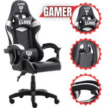 Cadeira Gamer Escritório Preta e Cinza MOUNT de Alta Qualidade Com Ergonomia Ajustável + Apoio Lombar e de Braços - Clanm