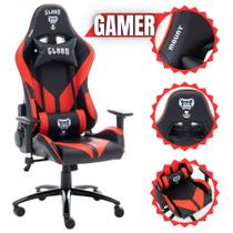 Cadeira Gamer Escritório Preto e Vermelho MOUNT de Alta Qualidade Com Ergonomia Ajustável + Apoio Lombar e de Braço Suporta até 150kg
