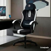 Cadeira Gamer Escritório Tecido Respirável Black Reclinável Apoio De Pé Função Massagem Bmg1 Belmóveis