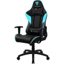 Cadeira Gamer Escritório ThunderX3 Alto Conforto com Almofadas Ergonômicas para Pescoço e Lombar Regulagem para Altura e Braço Cor Ciano e Preto Suporta Até 120kg