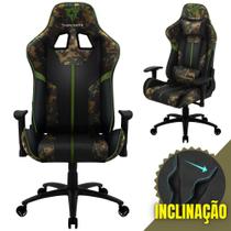 Cadeira Gamer Escritório ThunderX3 BC3 Giratória com Rodinhas Apoio para Cabeça e Apoios de Braços 2D Verde Militar Camuflada